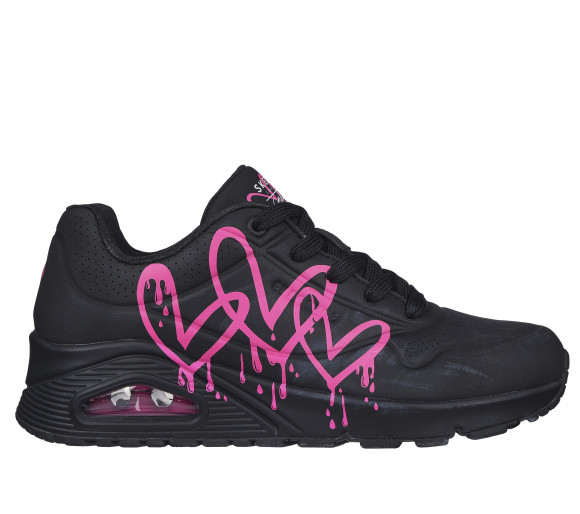 Skechers Women's x JGoldcrown: Uno - Dripping In Love Sneaker in Black/Pink - 177980