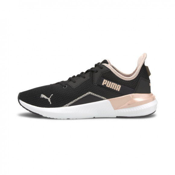 puma black and white sports shoes