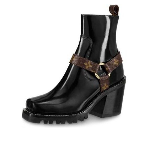 (WMNS) LOUIS VUITTON Limitless Ankle Boots 'Black with Logo Straps' - 1A4WKA