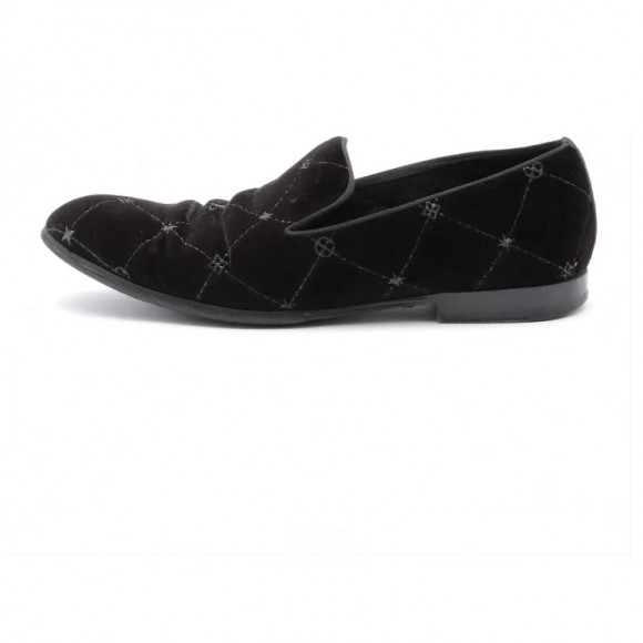 LOUIS VUITTON Auteuil Velvet Loafers 'Black with Silver Logo Lines' - 1A5FXK