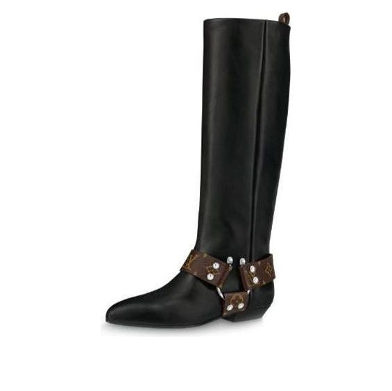 (WMNS) LOUIS VUITTON Rhapsody High Boots 'Black with Brown Belt' - 1A5STD