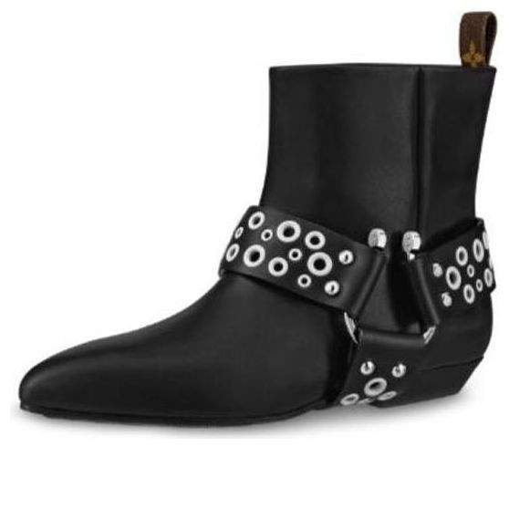 (WMNS) LOUIS VUITTON Rhapsody Ankle Boots 'Black with Silver Belt' - 1A5SUO