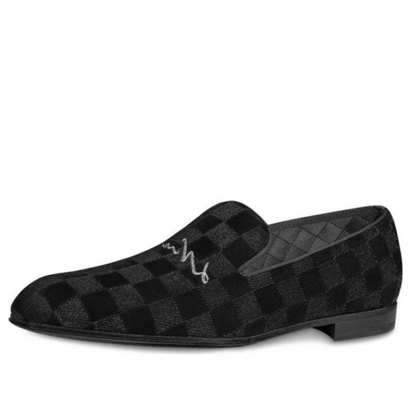 LOUIS VUITTON LV Auteuil Velvet Slip On Shoes 'Black' - 1A5UXA