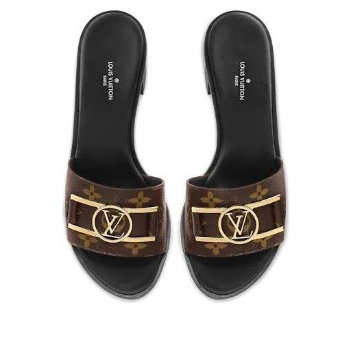 (WMNS) LOUIS VUITTON Lock It Slides 'Brown Monogram with Gold Plate' - 1A660E