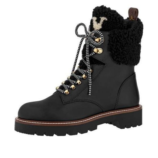 (WMNS) LOUIS VUITTON Territory Shearling Flat Ranger Boots 'Black' - 1A95IY