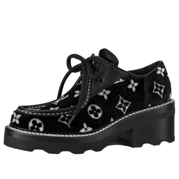 (WMNS) LOUIS VUITTON Beau Bourg Platform Shoes 'Black with White Monogram' - 1A95Y9