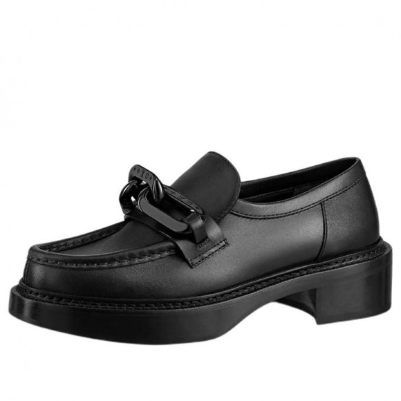 (WMNS) LOUIS VUITTON LV Academy Loafers 'Black with Chain' - 1A9R6Y