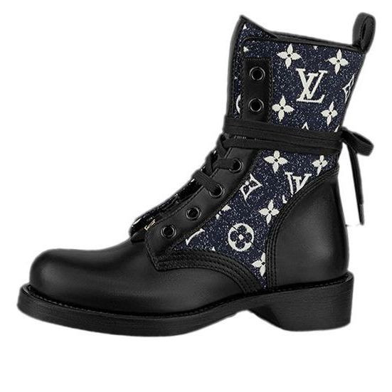 (WMNS) LOUIS VUITTON LV Metropolis Flat Ranger Boots 'Black with Denim Monogram' - 1A9RPZ