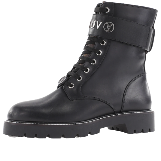 WMNS LOUIS VUITTON Territory Flat Ranger Boots Black with Silver Logo