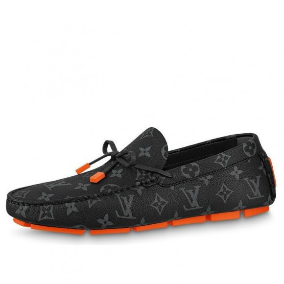 LOUIS VUITTON LV Driver Moccasins Shoes 'Black Monogram with Red' - 1AAF38