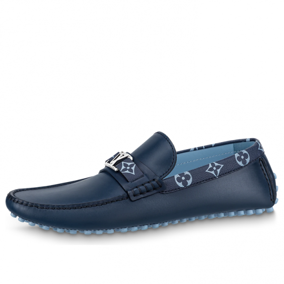 LOUIS VUITTON Hockenheim Moccasin Shoes 'Blue with Monogram Collar' - 1AAN5H