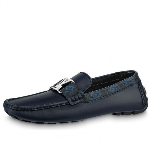 LOUIS VUITTON LV Monte Carlo Moccasin Shoes 'Navy with Monogram Collar' - 1AANOW