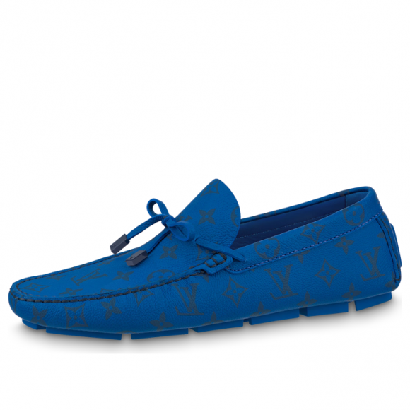 LOUIS VUITTON Driver Moccasin Shoes 'Blue Monogram' - 1AAQ02