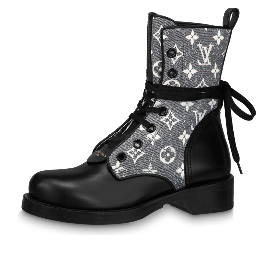 (WMNS) LOUIS VUITTON Since 1854 Metropolis Flat Ranger Boots 'Black with Grey Denim Monogram' - 1AB2WR