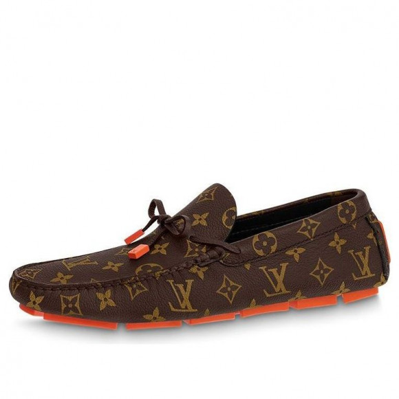 LOUIS VUITTON LV Driver Moccasin Shoes 'Brown Monogram with Orange' - 1ABF7Z