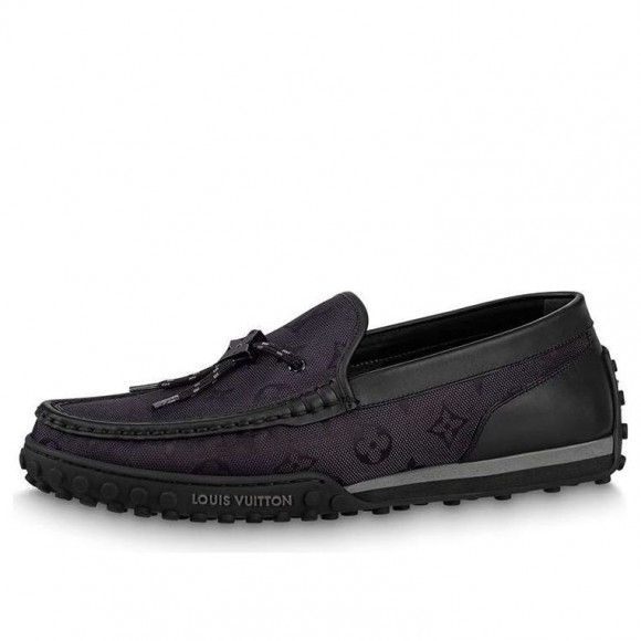 LOUIS VUITTON Racer Moccasins Shoes 'Black Mesh Monogram' - 1ABMJG