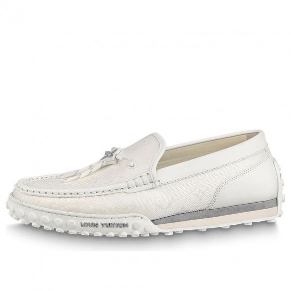 LOUIS VUITTON Racer Moccasins Shoes 'White Mesh Monogram' - 1ABMLG