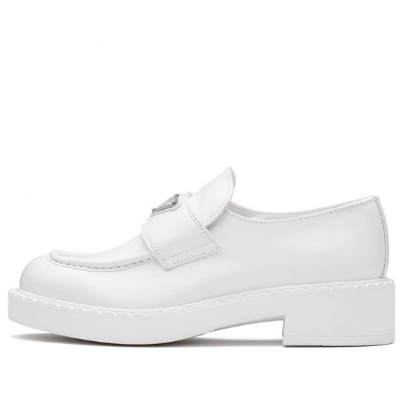 (WMNS) PRADA Chocolate Patent Leather Loafers 'White' - 1D246M_ULS_F0009_F_B050