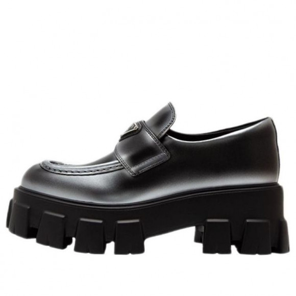 (WMNS) PRADA Monolith Brushed Leather Loafers 'White Spray Black' - 1D649M_3LMH_F0I89_F_B055