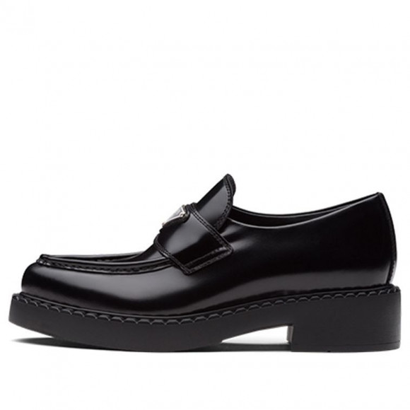 (WMNS) PRADA Brushed Leather Pointy Monolith Loafers 'Black' - 1D673M_050_F0002