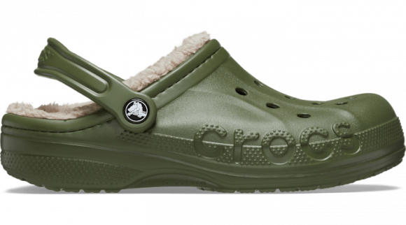 Crocs | Unisex | Baya Lined | Clogs | Army Green / Multi | - 205969-3TC