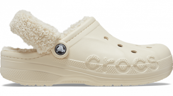 Crocs | Unisex | Baya Lined Fuzz-Strap | Clogs | Winter White | - 206633-11S