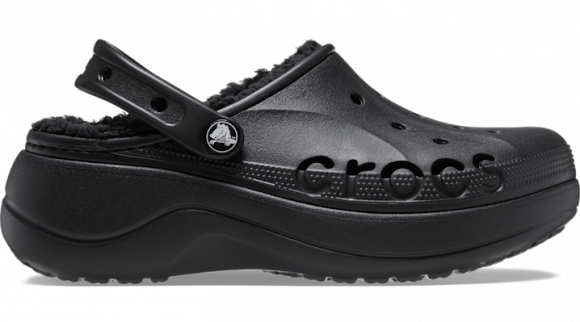 Crocs Baya Platform Lined Klompen Damen Black - 208708-001