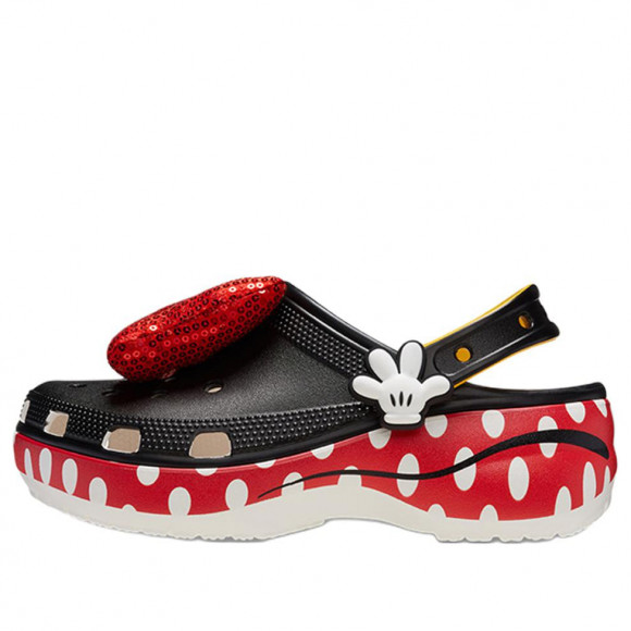 (WMNS) Crocs x Minnie Mouse Classic Platform Clogs 'Black Red White' - 209896-100