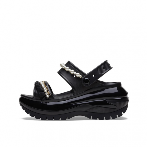 (WMNS) Crocs Mega Crush Pearl Ruffle Sandal 'Black' - 210179