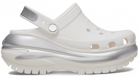 Crocs Mega Crush Metallic Klompen Unisex White / Silver - 210368-138