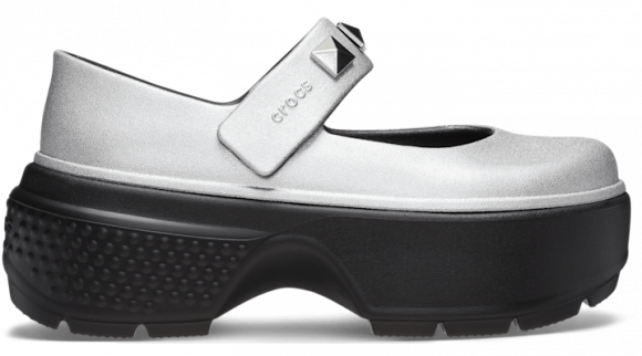 Crocs unisex Stomp Metallic Mary Jane Shoes Silver - 210437-040