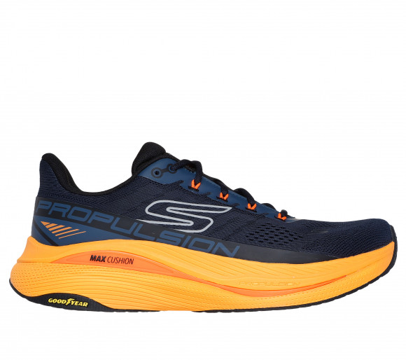 Skechers Men's Max Cushioning Propulsion Sneaker in Navy Blue/Orange - 220509