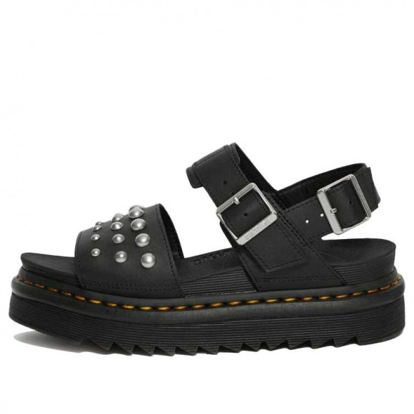 (WMNS) Dr. Martens Voss Leather Studded Sandals 'Black' - 25454001