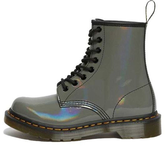 (WMNS) Dr. Martens 1460 Rainbow Patent Lace Up Boots 'Gunmetal' - 26705029