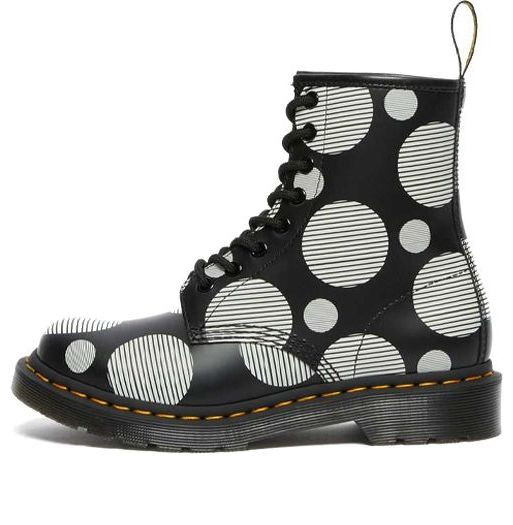 (WMNS) Dr.Martens 1460 Polka Dot Smooth Leather Lace Up Boots 'Black' - 26876009