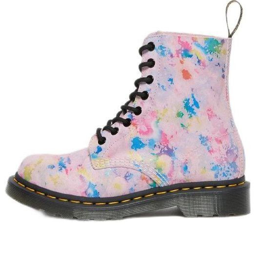 (WMNS) Dr. Martens 1460 Pascal Rainbow Suede Lace Up Boots 'Pink' - 27245650