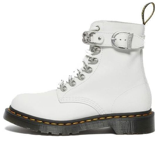 (WMNS) Dr. Martens 1460 Pascal Chain Leather Lace Up Boot 'White' - 27266100