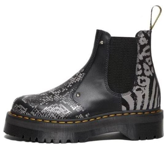 Dr. Martens 2976 Quad Platform Animal Print Boots 'Black Grey' - 27692001