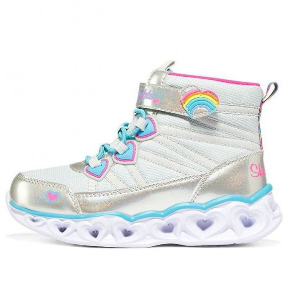 (GS) Skechers Sweetheart Lights 'White Silver Blue' - 302668L-SMLT