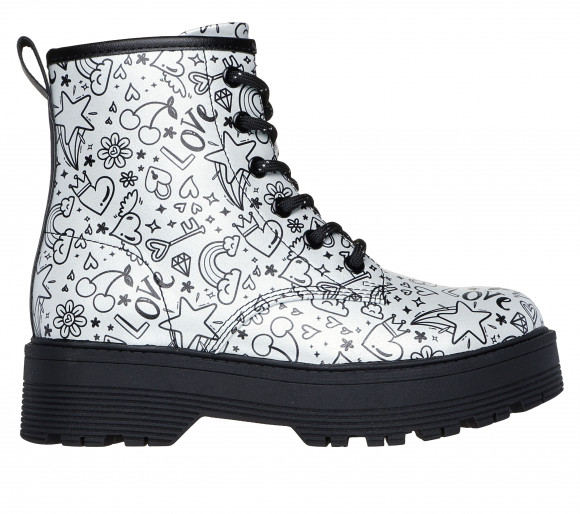 Skechers Girls Gravlen Hi - Doodle Down Boots in Silver/Black - 303408L