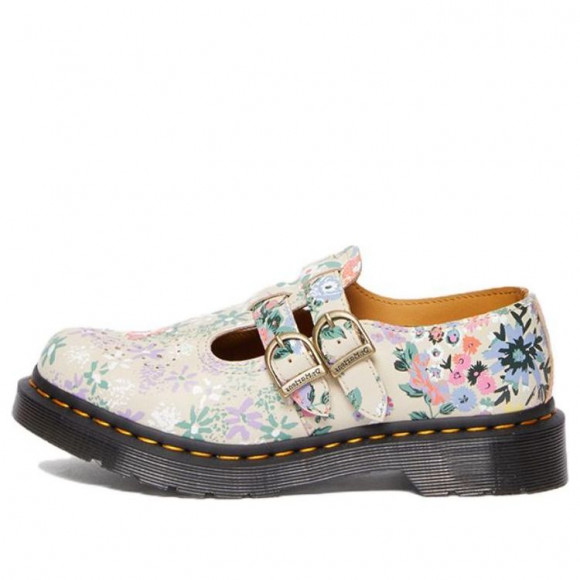 (WMNS) Dr. Martens 8065 Floral Mash Up Leather Mary Jane 'Parchment Beige' - 30793292