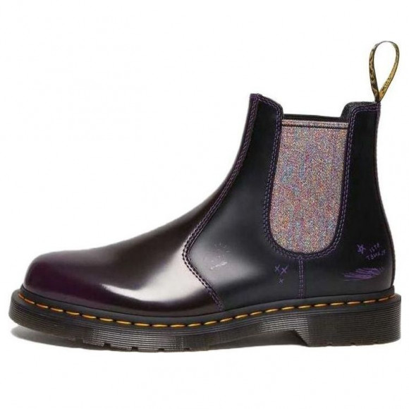 (WMNS) Dr. Martens x BT21 2976 Leather Chelsea Boots 'Purple Black' - 30892511