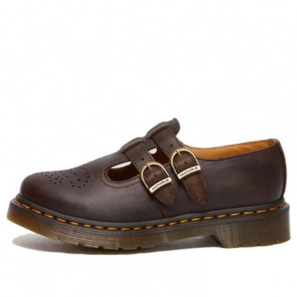 (WMNS) Dr. Martens 8065 Crazy Horse Leather Mary Jane Shoes 'Dark Brown' - 30914201