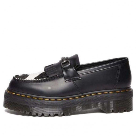 Dr.Martens Adrian Snaffle Hair On & Leather Cow Print Kiltie Loafers 'Black' - 31097937