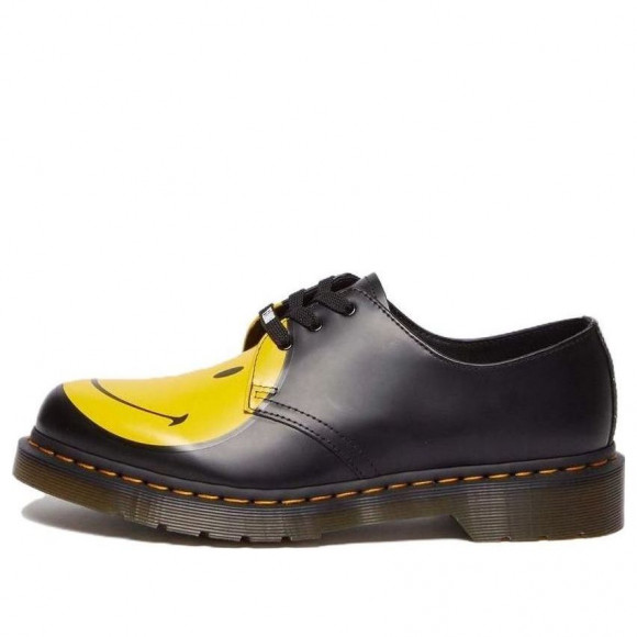 (WMNS) Dr.Martens 1461 Smiley Smooth Leather Oxford Shoes 'Black Yellow' - 31390005