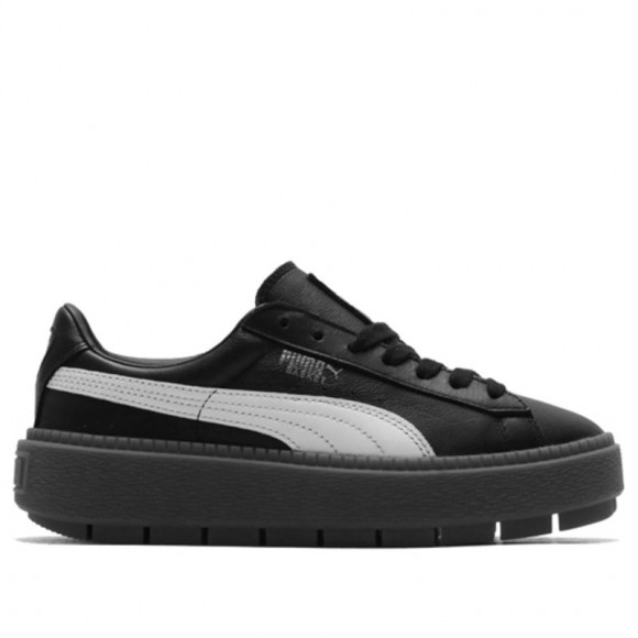 puma platform trace sneakers in white black with gum sole