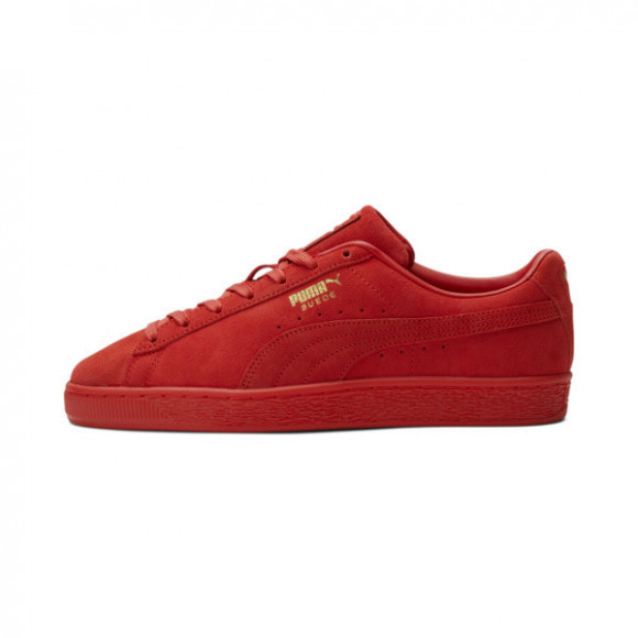 puma red suede sneakers