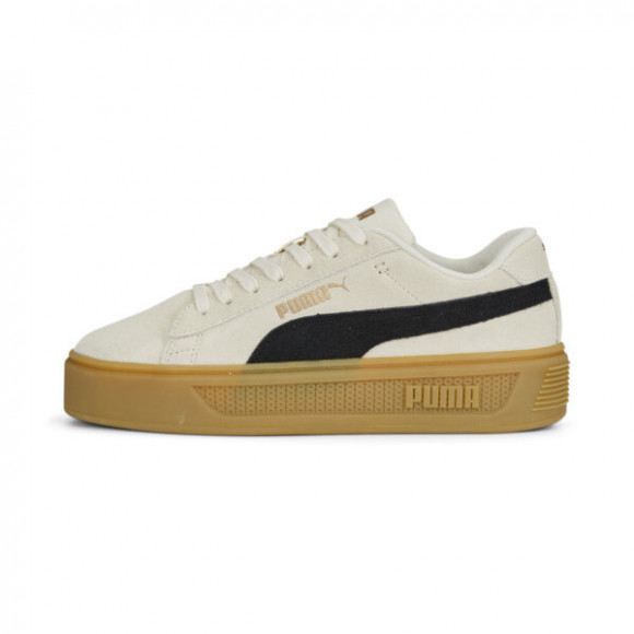 PUMA Smash Platform V3 Women's Suede Sneakers in Pristine/Black/Gold