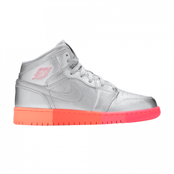 Air Jordan 1 Mid GS 'Metallic Silver Pink Crimson' - 555112-006