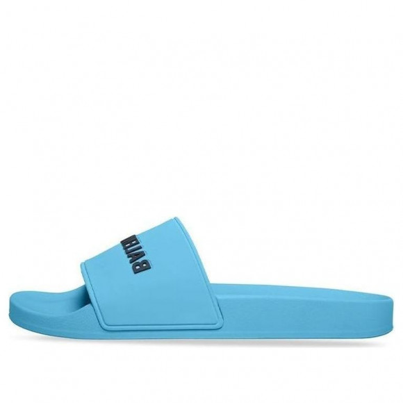 Balenciaga Pool Slides Light Blue and Black Rubber